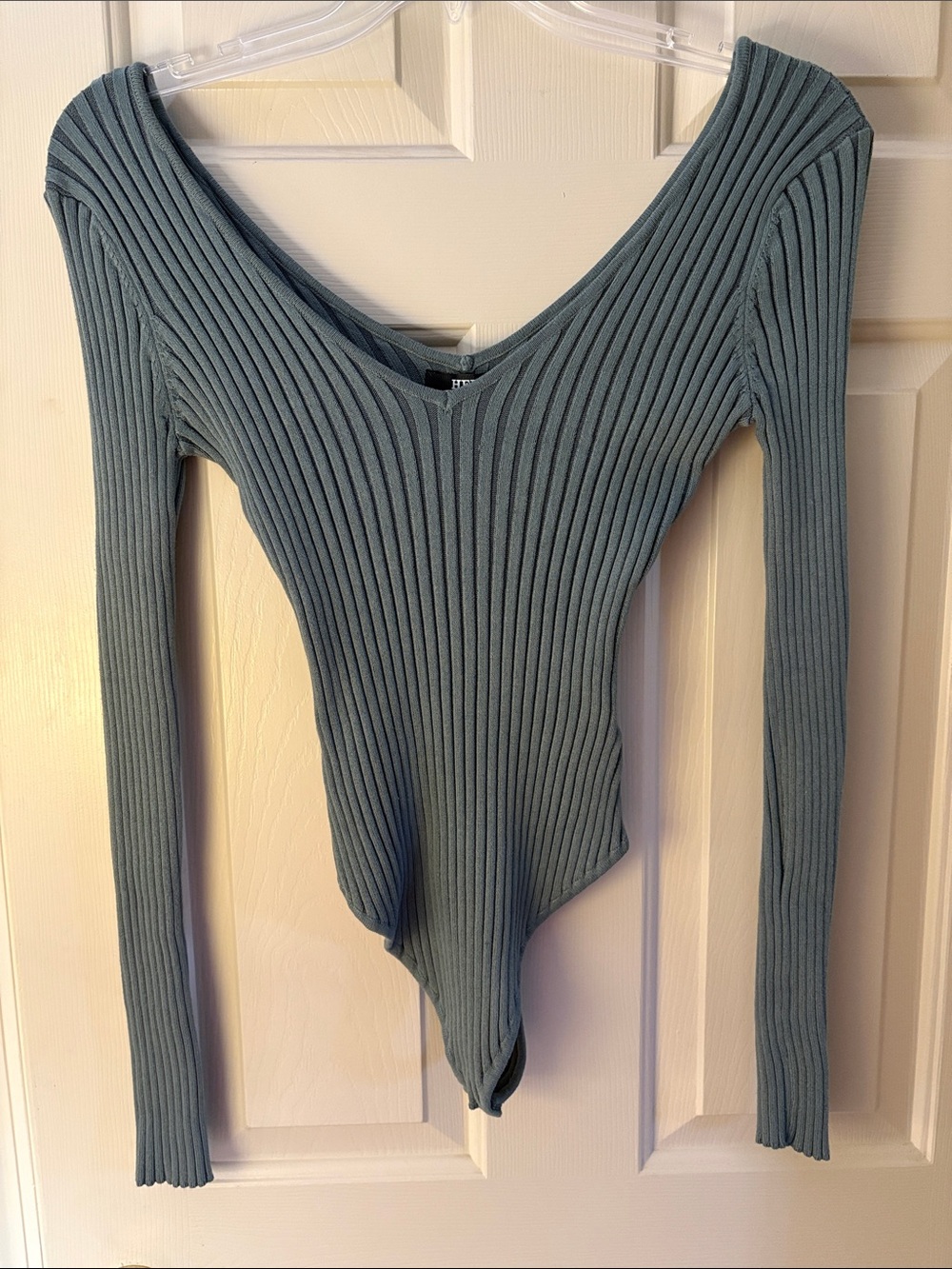 NWT Hera Collection Size Large Ribbed Long Sleeve Bodysuit in Green